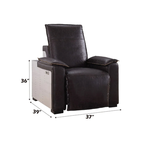 Misezon - Top Grain Leather Power Motion Recliner - Dark Brown - Furniture Home Direct