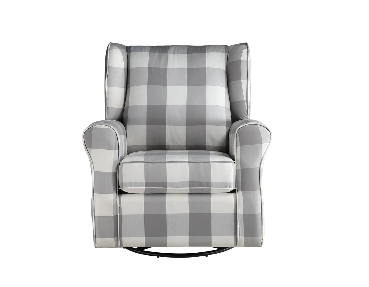 Patli - Glider Chair With Swivel - Gray / White - Furniture Home Direct