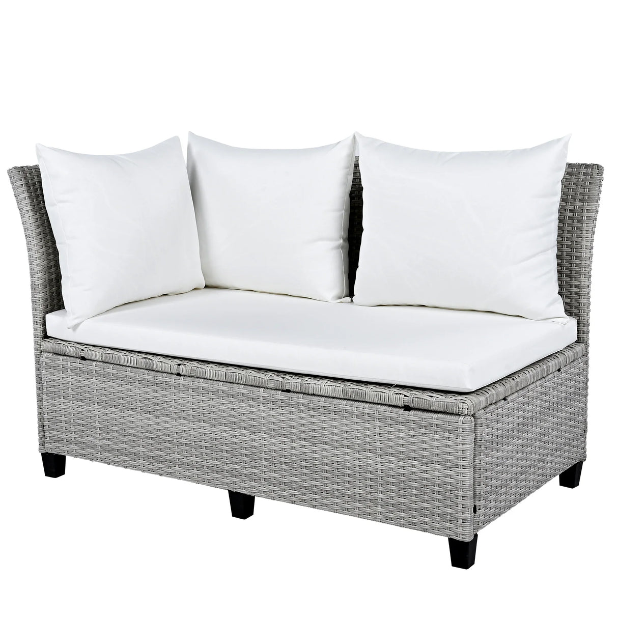 Outdoor Rattan Sectional With 2 Extendable Side Tables and Washable Covers - Furniture Home Direct