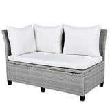 Outdoor Rattan Sectional With 2 Extendable Side Tables and Washable Covers - Furniture Home Direct