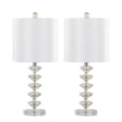 Diamond - Stacked Contemporary Crystal Table Lamp (Set of 2) - Clear / Off White / Chrome - Furniture Home Direct