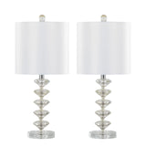 Diamond - Stacked Contemporary Crystal Table Lamp (Set of 2) - Clear / Off White / Chrome - Furniture Home Direct
