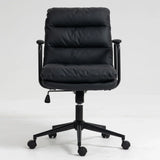 Office Chair, Mid Back Home Office Desk Task Chair With Wheels And Arms Ergonomic PU Leather Computer Rolling Swivel Chair With Padded Armrest - Furniture Home Direct