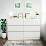 Modern 6 Drawer Dresser With Spacious Countertop And Concealed Handles, Storage Cabinet For Bedroom And Living Room - White - Furniture Home Direct