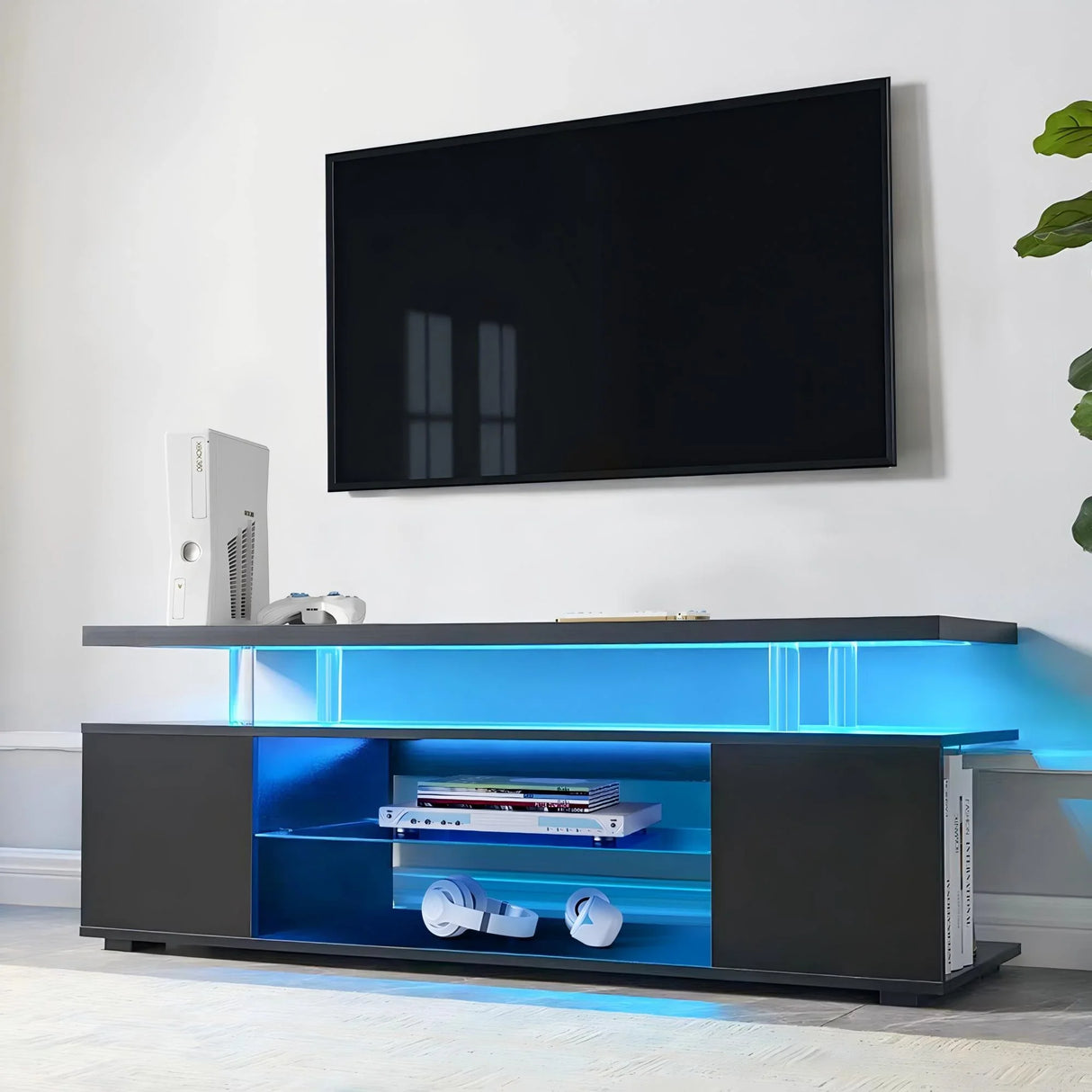 TV Stant With LED And Large Side Cabinet - Furniture Home Direct