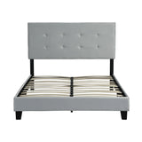 Queen Size Upholstered Platform Bed Frame With Pull Point Tufted Headboard, Strong Slat Support, Mattress Foundation, No Box Spring Needed - Gray - Furniture Home Direct