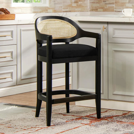Americana - Mid-Century Modern Cane Back Counter Stool - Furniture Home Direct