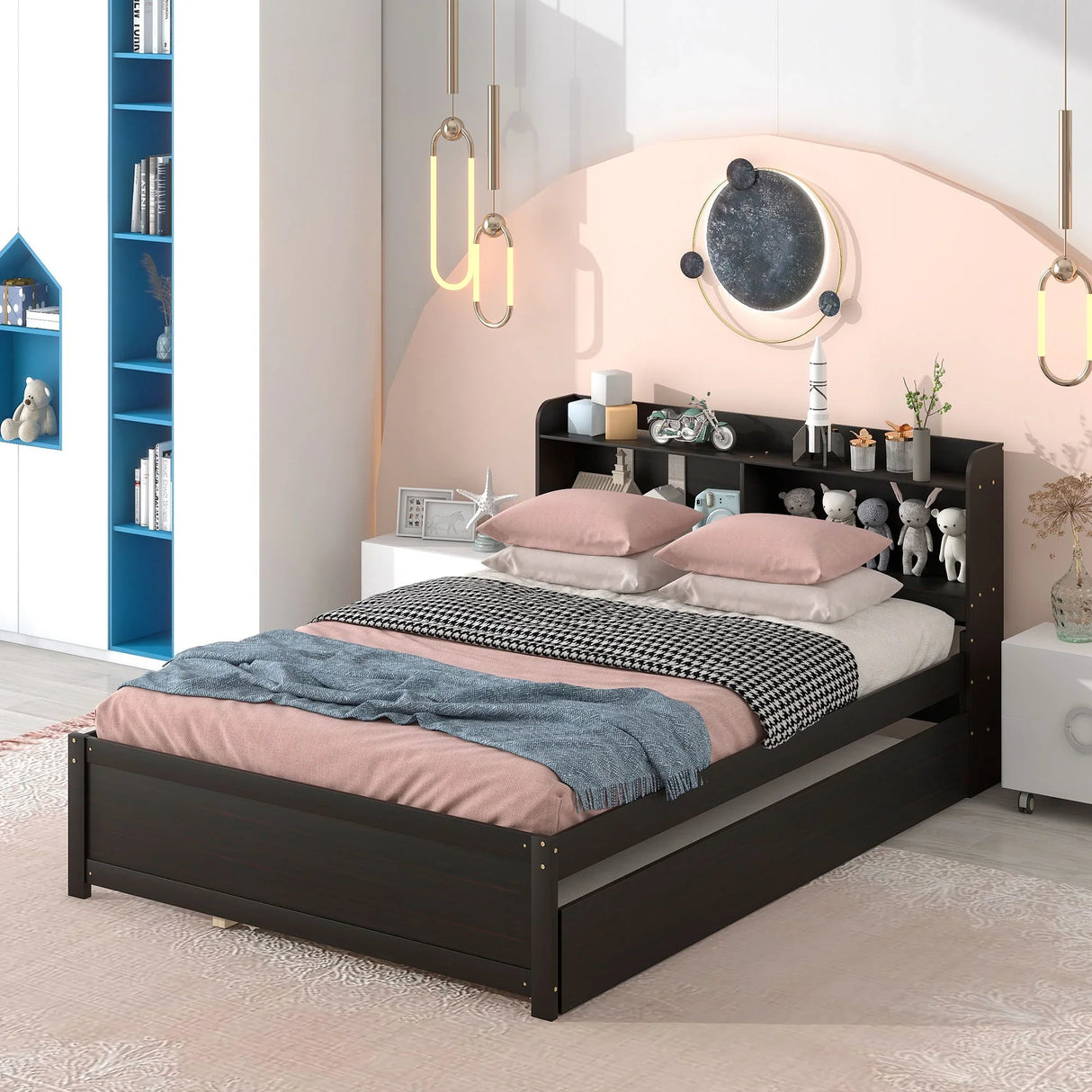 Full Bed With Trundle, Bookcase - Furniture Home Direct