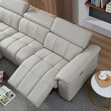 Genuine Leather Power Reclining Sectional - Light Gray - Furniture Home Direct