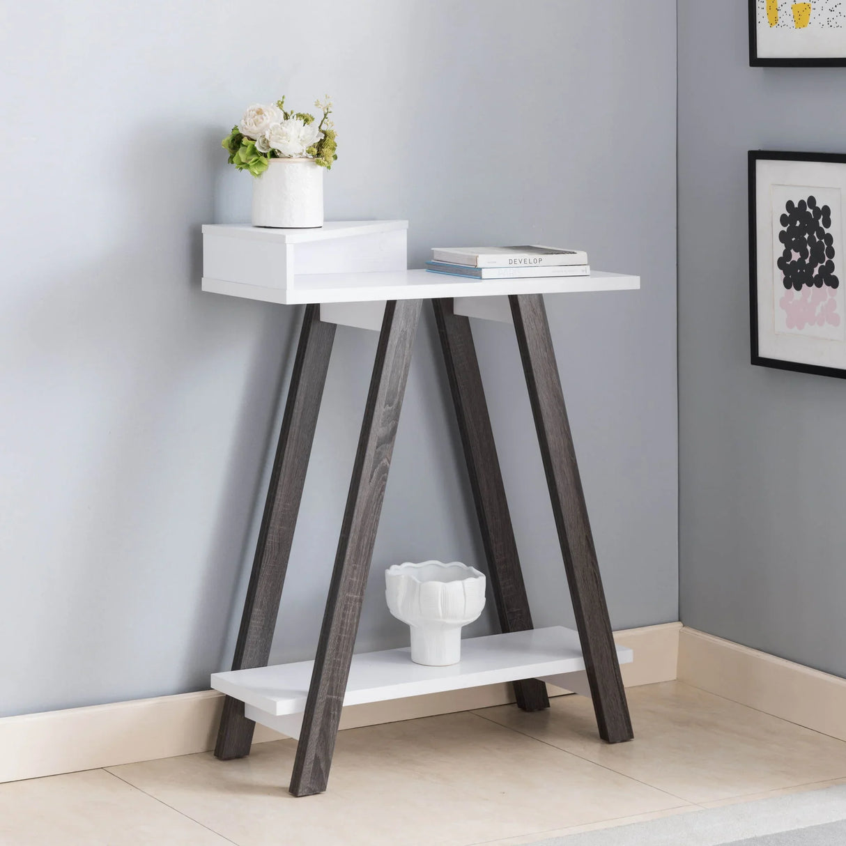 Contemporary Console Table With Two Shelves - Furniture Home Direct