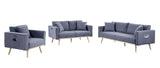 Easton - Linen Fabric Living Room Set With USB Charging Ports Pockets And Pillows (Set of 2) - Furniture Home Direct