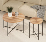 Radial - Pattern Coffee And End Table Set Waterproof Cover, Distressed Cylindrical Design (Set of 2) - Furniture Home Direct