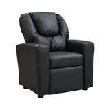 Sally Deluxe Kids Recliner Chair With Cup Holder - Black - Furniture Home Direct