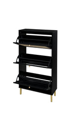 Rattan 3 Door Shoe Rack, Freestanding Modern Shoe Storage Cabinet, for Entryway - Furniture Home Direct