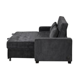 66.5" Upholstered Loveseat With Pull Out Bed, Two Throw Pillows, Dual USB Charging Port and Adjustable Backrest - Black - Furniture Home Direct