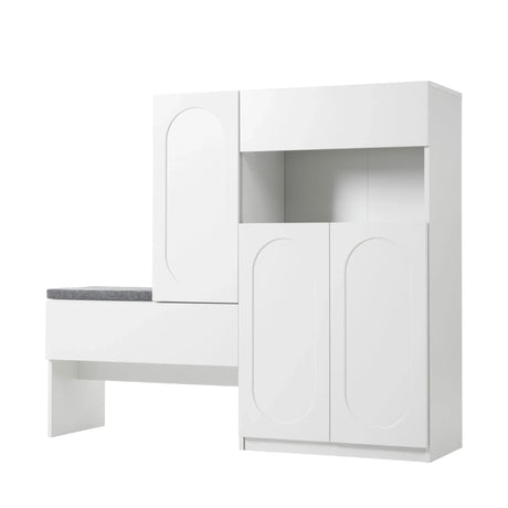 Elegant 2 In 1 Shoe Cabinets With Soft Cushion Versatile Shoe Rack Organizer With Adjustable Shelves - Furniture Home Direct