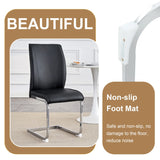 Dining Set Round White Table with PU Leather Chairs Black - Furniture Home Direct