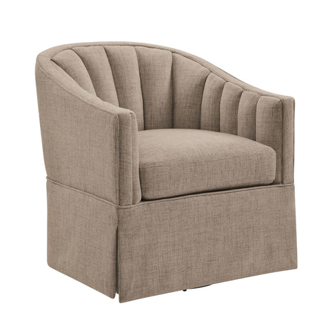 Skirted Swivel Accent Chair, Hemp-Like Polyester, Coastal