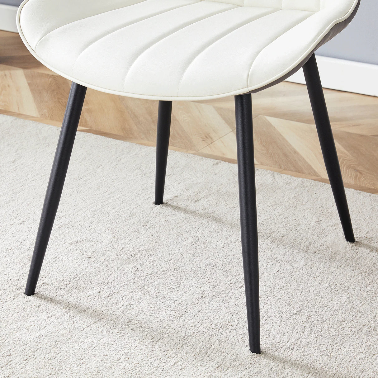 Dining Chairs Four Upholstered Leather Black Legs White - Furniture Home Direct
