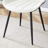 Dining Chairs Four Upholstered Leather Black Legs White - Furniture Home Direct