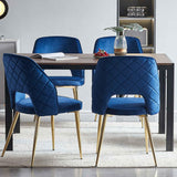 Velvet Dining Chairs With Metal Legs And Hollow Back Upholstered Dining Chairs - Furniture Home Direct
