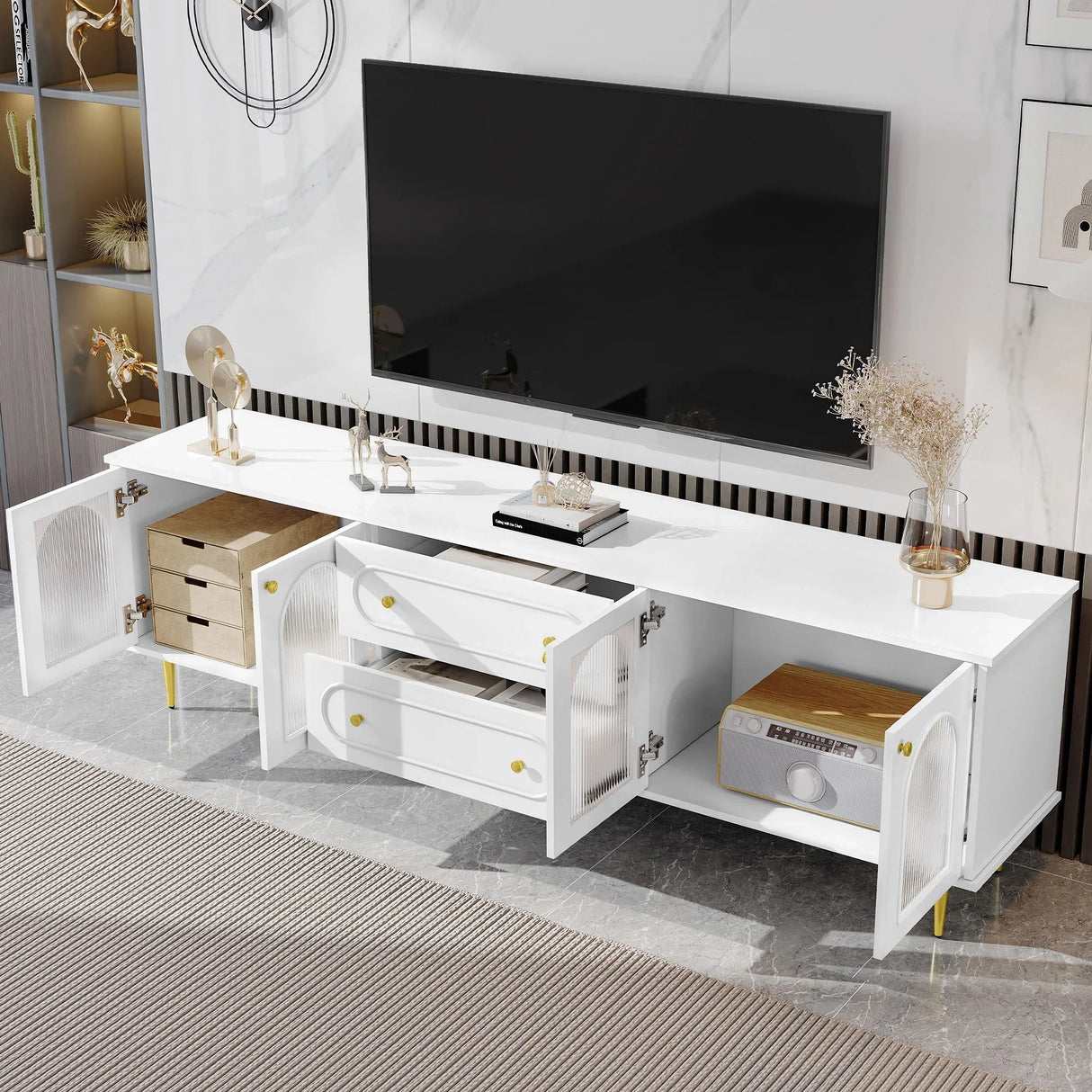 TV Cabinet With 2 Drawers And 2 Cabinets - Furniture Home Direct