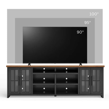 Essex - TV Stand Console For TVs Up To 100" - Black, Whiskey - Furniture Home Direct