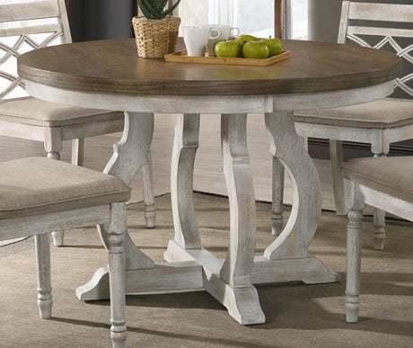 Havanna - Wide Vintage Contemporary Round Dining Table With Off White Colored Base - Walnut - Furniture Home Direct