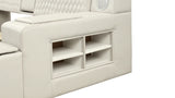 Queen Bed Upholstered Platform with Built in Lighting Beige - Furniture Home Direct
