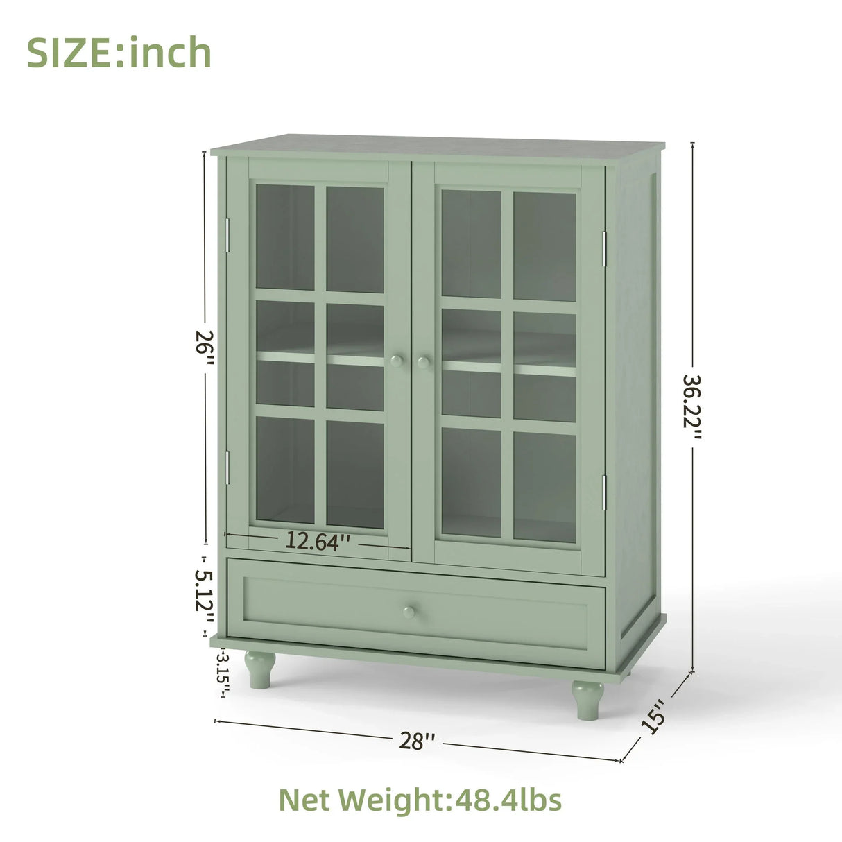 Minimalist Buffet Cabinet With Double Glass Doors And Drawer - Furniture Home Direct