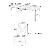 Topmax - Vintage Traditional Extendable Dining Table Set With Removable Leaf - Furniture Home Direct