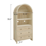 Arched Kitchen Pantry, Modern Farmhouse Wood Kitchen Storage Cabinets, Arched Storage Display Cabinet With Adjustable Shelves, Versatile Cupboard For Kitchen, Dining Room, Living Room - Natural - Furniture Home Direct