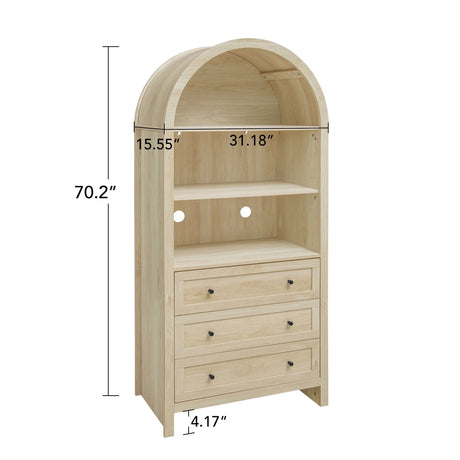 Arched Kitchen Pantry, Modern Farmhouse Wood Kitchen Storage Cabinets, Arched Storage Display Cabinet With Adjustable Shelves, Versatile Cupboard For Kitchen, Dining Room, Living Room - Natural - Furniture Home Direct