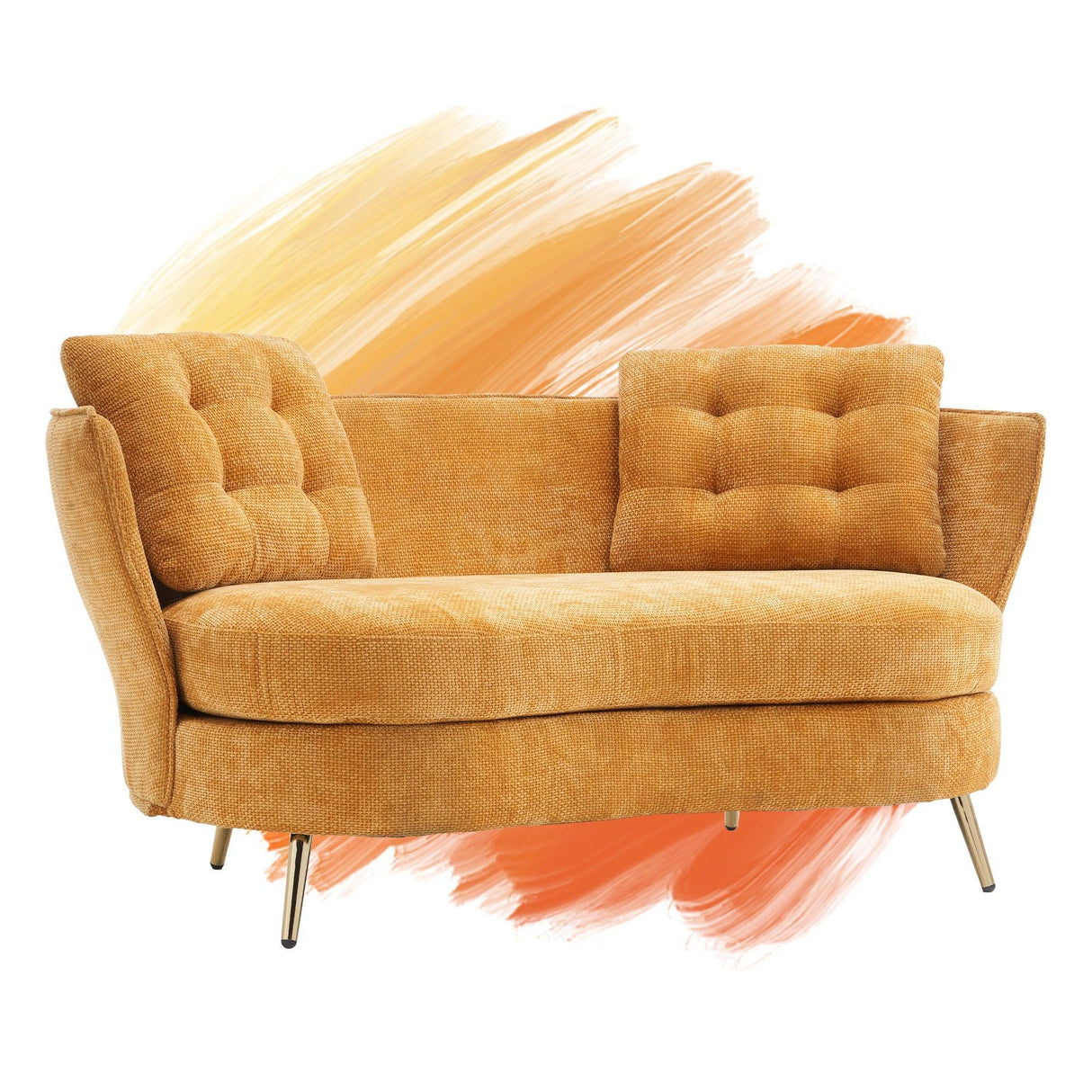 Loveseat Sofa, Upholstered Couch With Metal Legs - Furniture Home Direct