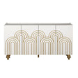 Modern Fluted Sideboard Buffet With Storage, Curve Element, 4 Doors With Adjustable Shelves - Furniture Home Direct