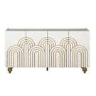 Modern Fluted Sideboard Buffet With Storage, Curve Element, 4 Doors With Adjustable Shelves - Furniture Home Direct