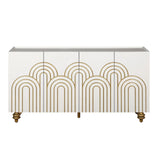 Modern Fluted Sideboard Buffet With Storage, Curve Element, 4 Doors With Adjustable Shelves - Furniture Home Direct