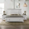 King Bed Set with Nightstands Shiplap Antique White Gray - Furniture Home Direct