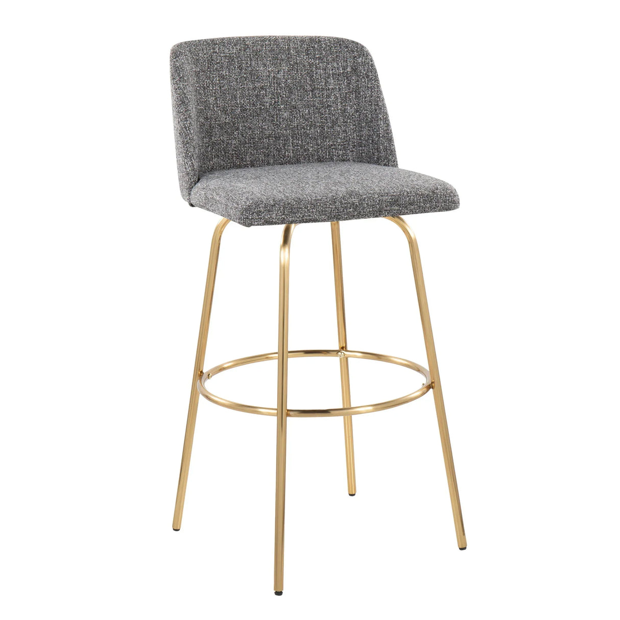 Toriano - Contemporary Fixed Height Barstool With Swivel With Round Footrest (Set of 2) - Furniture Home Direct