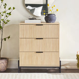 Mid-Century 3 Drawer Chest With Reeded Drawer Fronts - Furniture Home Direct