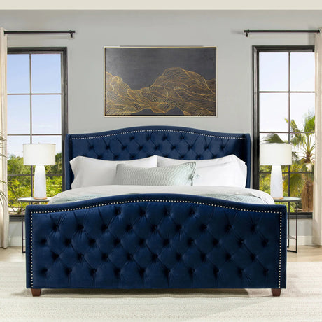 Marcella - Upholstered Shelter Headboard Bed Set - Furniture Home Direct