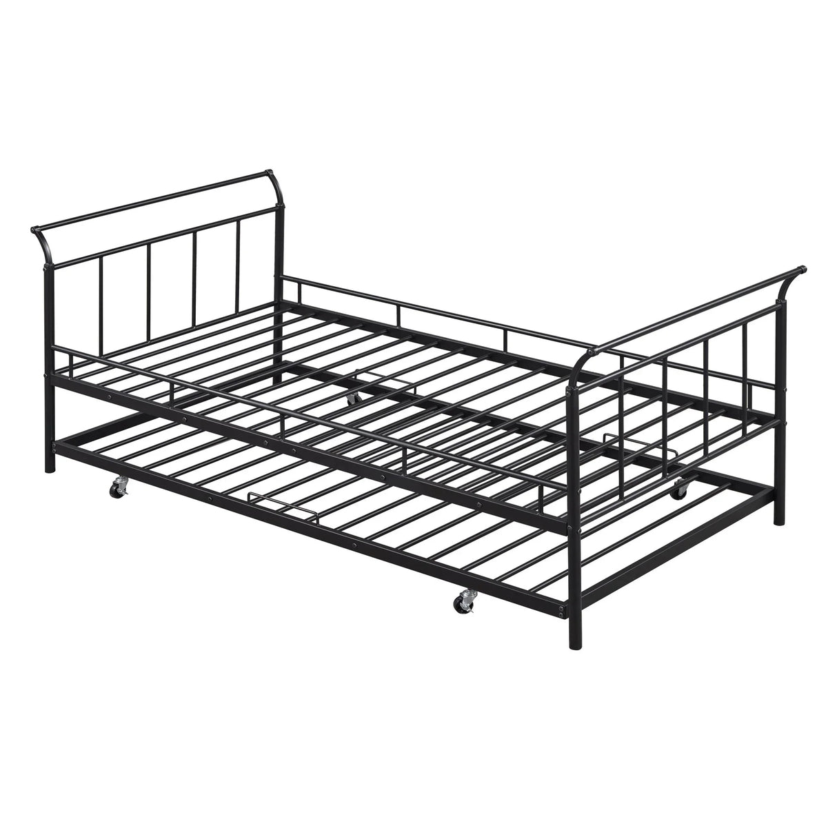 Daybed With Curved Handle Design And Trundle - Furniture Home Direct