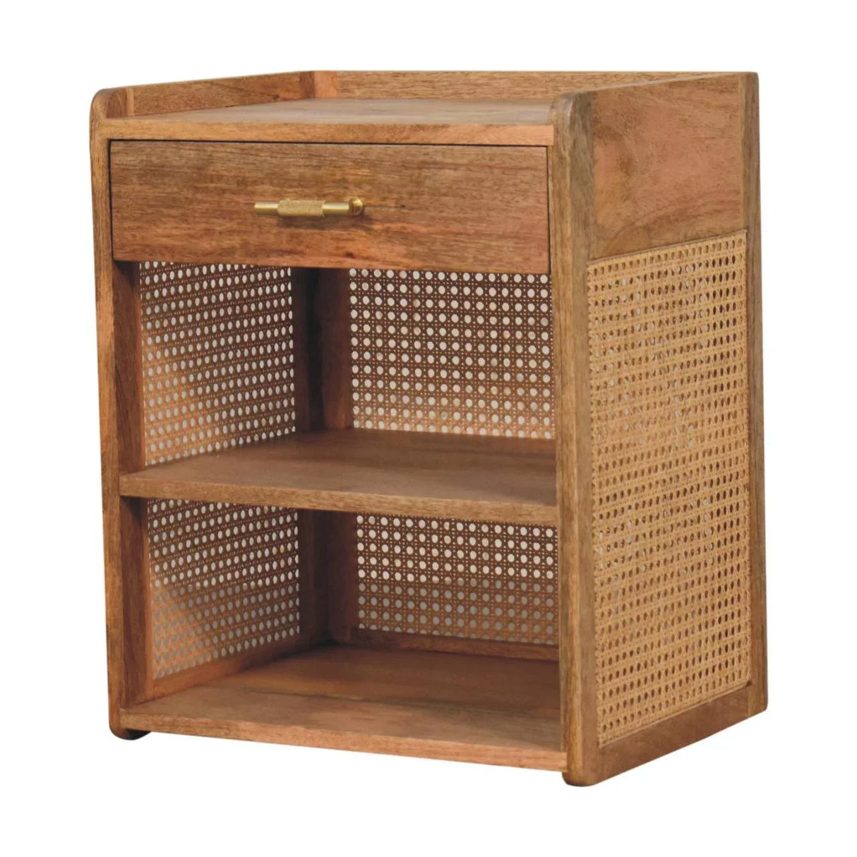 Larissa - T Bar Open Bedside Table - Oak - Furniture Home Direct
