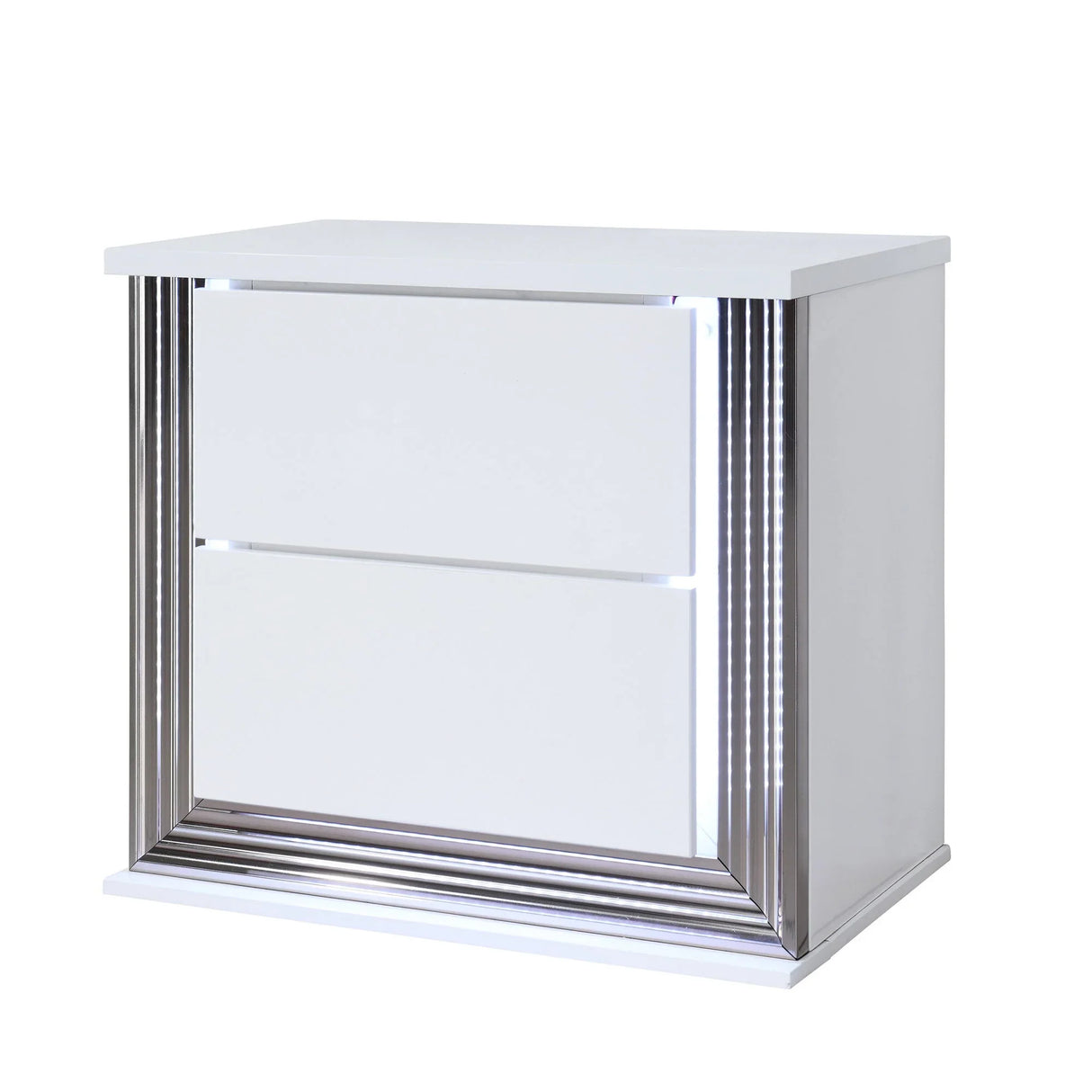 Moon - Smooth Nightstand With LED - White - Furniture Home Direct