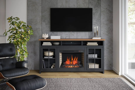Essex - Fireplace TV Stand Console For TVs Up To 85" - Black, Whiskey - Furniture Home Direct