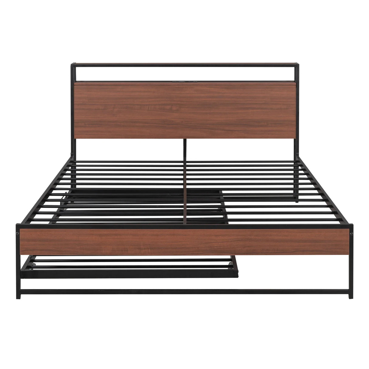 Platform Bed Frame With Trundle, USB Ports And Slat Support, No Box Spring Needed - Furniture Home Direct