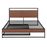 Platform Bed Frame With Trundle, USB Ports And Slat Support, No Box Spring Needed - Furniture Home Direct