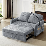 Sleeper Sofa With Adjustable Backrest, Two Cup Holders, Phone Holder, Three Charging Ports And Side Storage Pockets - Gray - Furniture Home Direct