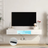 Wall Mounted TV Stand 63 Inch LED Illuminated White - Furniture Home Direct