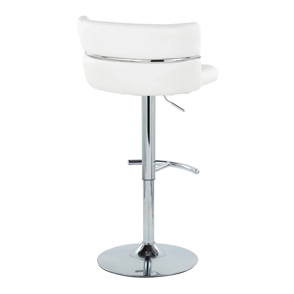 Cinch - Contemporary Adjustable Barstool With Swivel With Rounded T Footrest (Set of 2) - Chrome / White - Furniture Home Direct